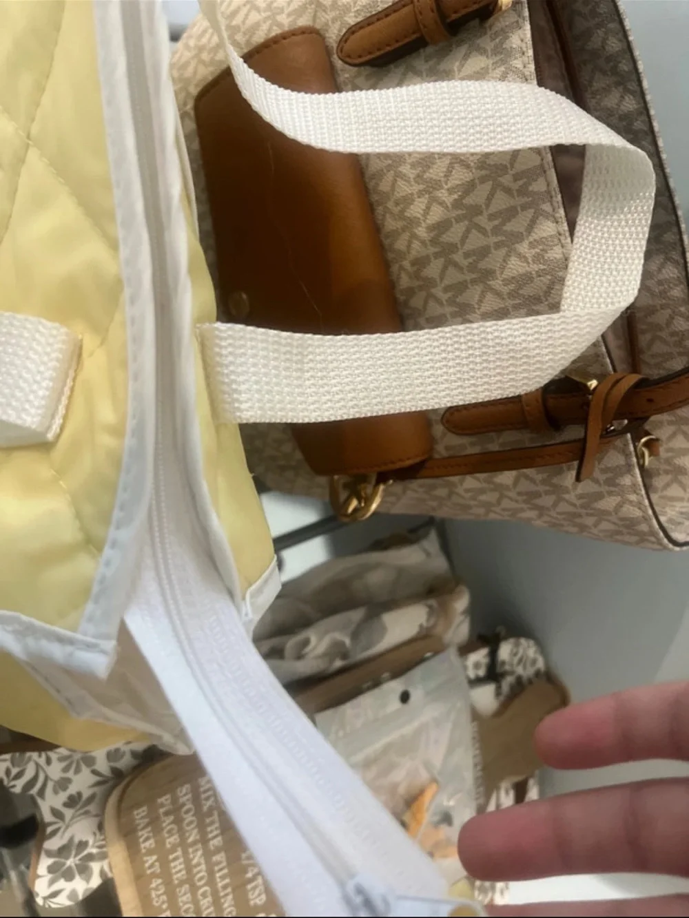 Vintage Yellow Quilted Diaper Bag